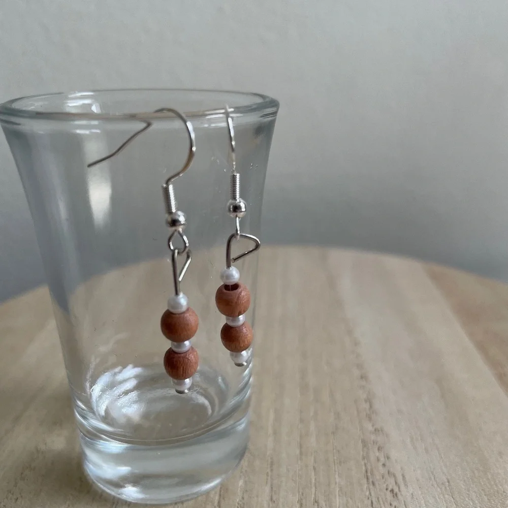 Tan Pearl Beaded Earrings